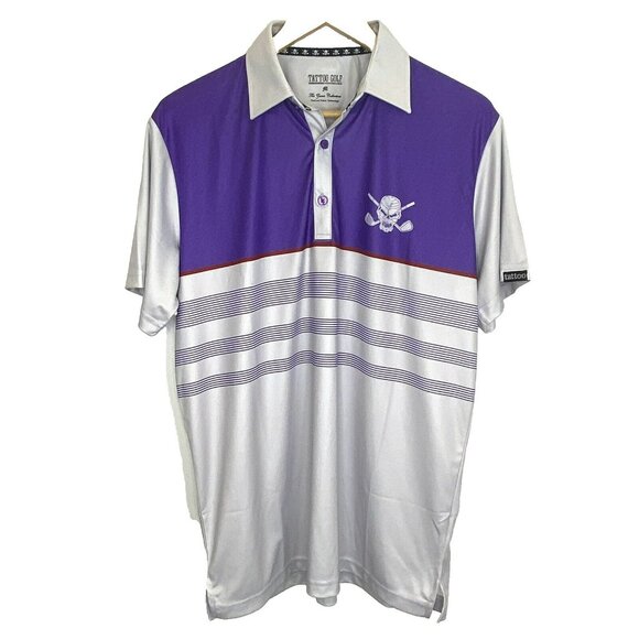 Tattoo Golf Other - Tattoo Golf Performance Polo Shirt Mens Size Medium Zuma Purple Golf Skull